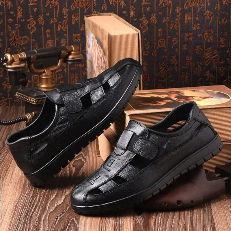 

Flat Shoes for Men Genuine Leather Outdoor 2025 Styles Descount Non-slip New Summer Low Price Luxury H Original Pvc Man Sandals
