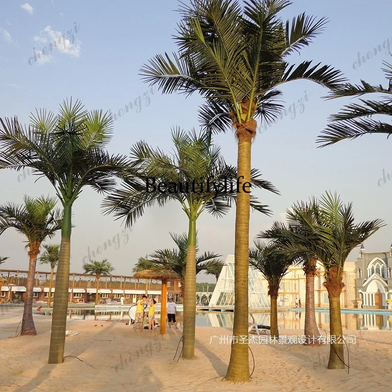 A74 Simulated Coconut Tree Outdoor Theme Park Artificial FRP Coconut Tree Date Palm Landscape