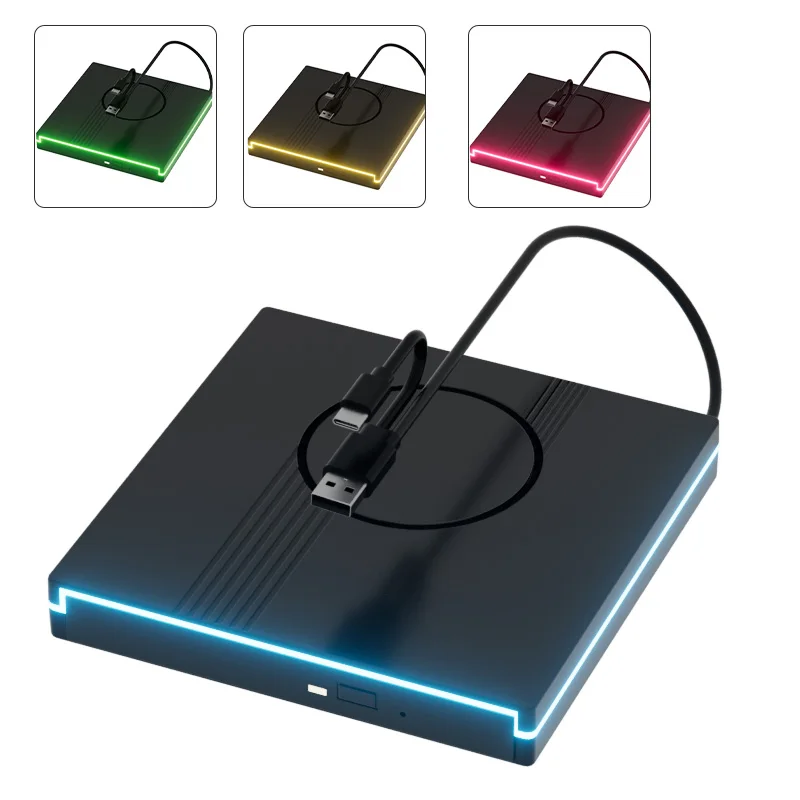 

RGB External CD DVD Drive USB 3.0 Type C DVD CD Burner Writer Reader Player Optical Drive For Laptop Notebook Mac Windows os