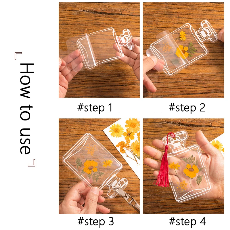 DIY Transparent Handmade Flower Bookmark Creative Plastic Small Bottle Shape Homemade Plant Specimens Book Mark Stationery