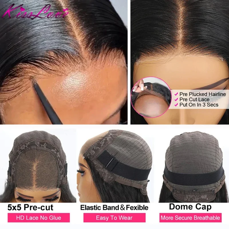 شعر مستعار بدانتيل أمامي مموج من Kiss Love-Body ، شعر بشري ، شعر مستعار بدون لاصق ، منتوف مسبقًا ، إغلاق دانتيل ، 13x4 ، 13x6 HD ، 5x5