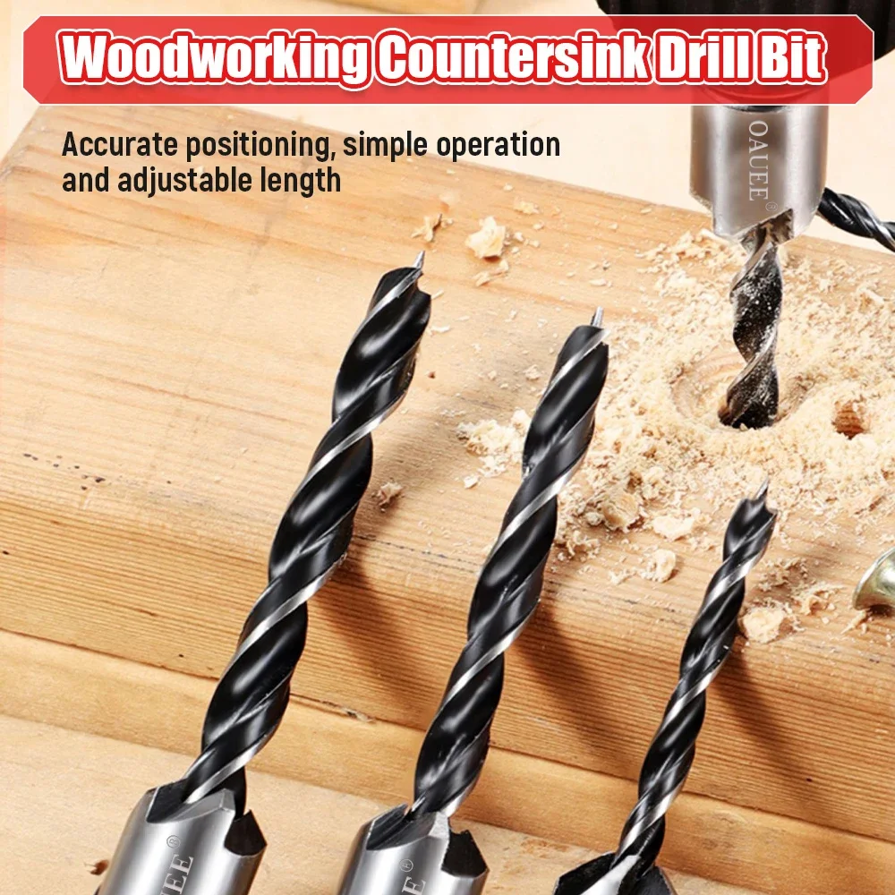 Oauee HSS Countersink Drill Bit Set Reamer Woodworking Chamfer Boring Drill L-wrench Counterbore Hole Cutter Screw Hole Drill