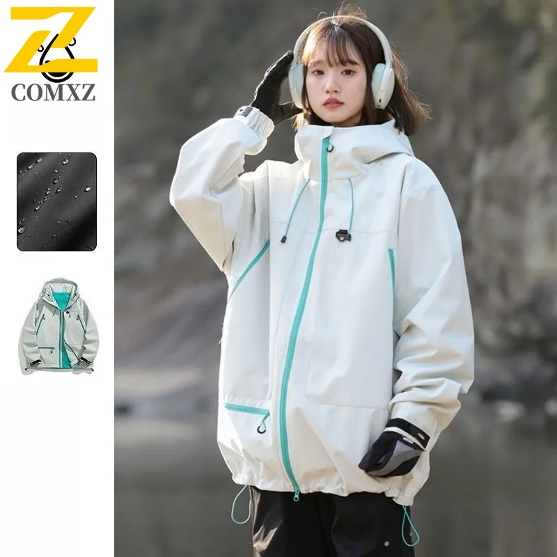 

COMXZ Men's Hoodie Windbreaker Spring and Autumn Fashion Multi Pocket Mountaineering Sports Charge Jacket New Waterproof Coat