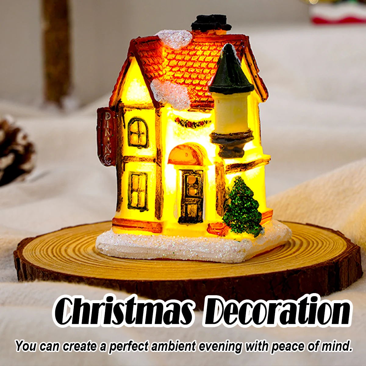 New Led Light Up Decor Village Scene Christmas Wedding Tabletop Gifts Small Houses Year Ornament Household Navidad House Party