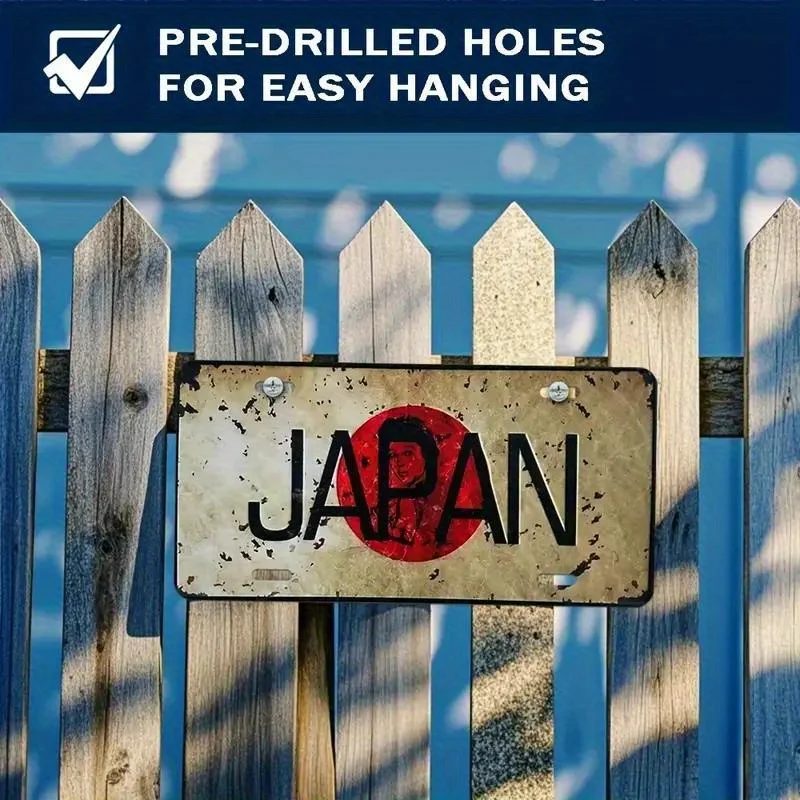 2D Flat, 2D Flat 1pc 30.48*15.24cm Sign Vintage Japanese-Style Metal Sign - Distressed Style with Japanese Flag Design, High-Qua