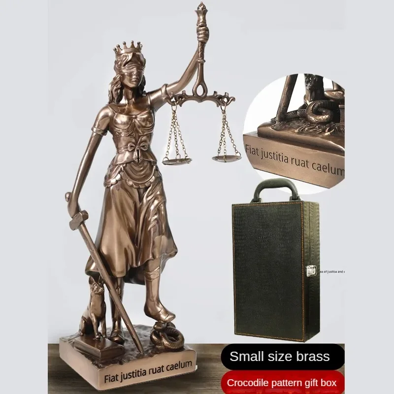 Resin Bronze Justice Ornament Handcrafted Gift of Justice Goddess Themis Statue Lawyer's Office Legal Scale