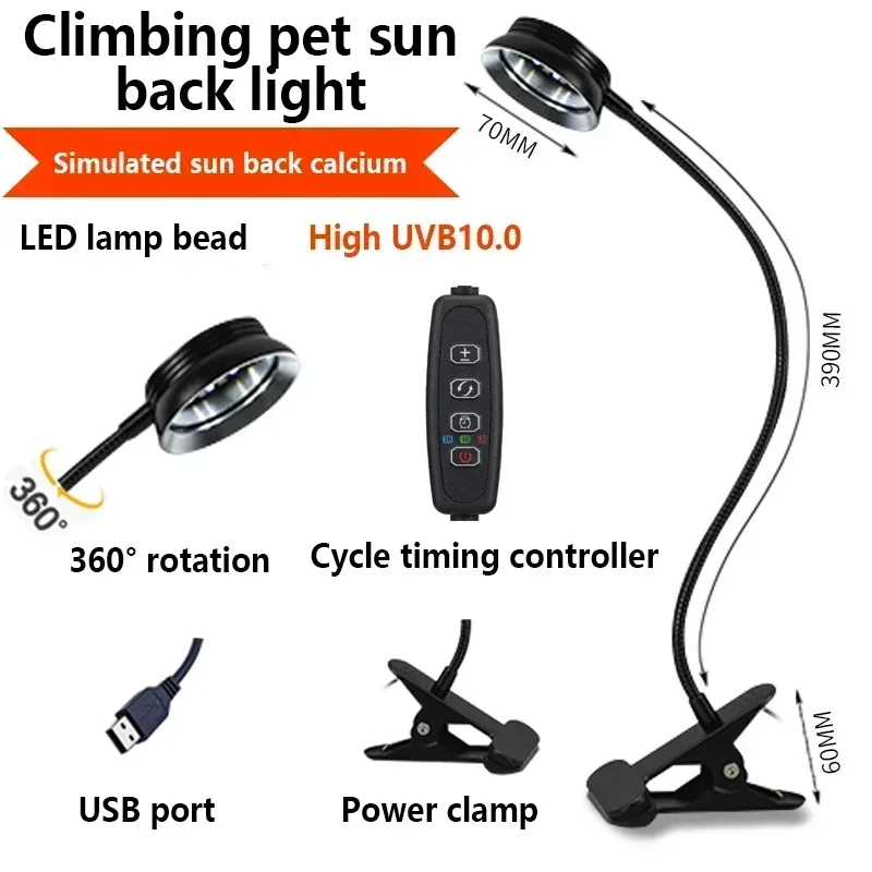 

Timing Reptile Heating Lamp Holder Set 360 Degree Rotation Heat Bulb Clip Uva+Uvb Reptiles Full Spectrum Lamps Clips for Turtle