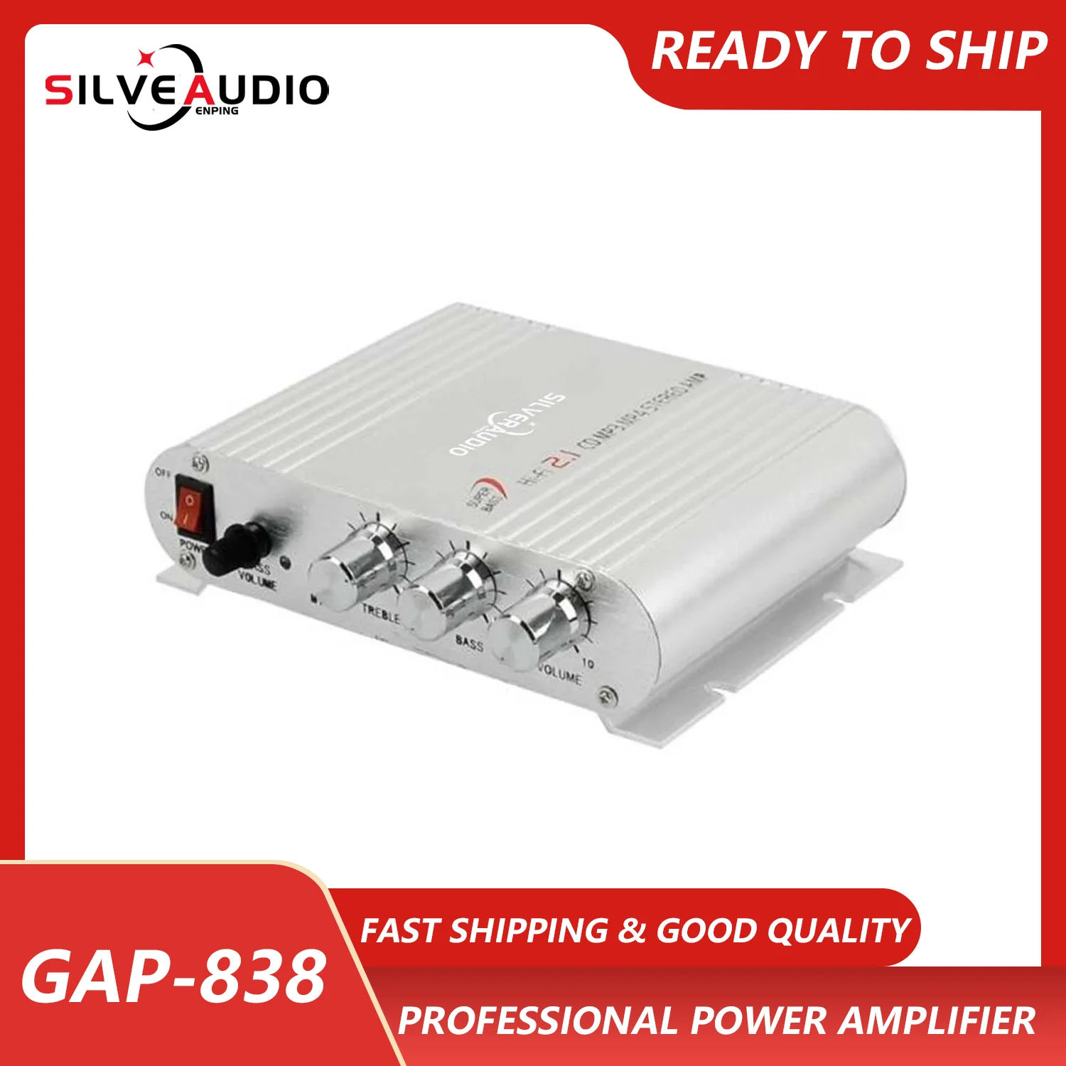 GAP-838 Amplificatore di potenza portatile Hi-Fi 2.1 MP3 Radio Audio Stereo Bass Altoparlante Booster Lettore per casa Auto Moto Nero Bianco