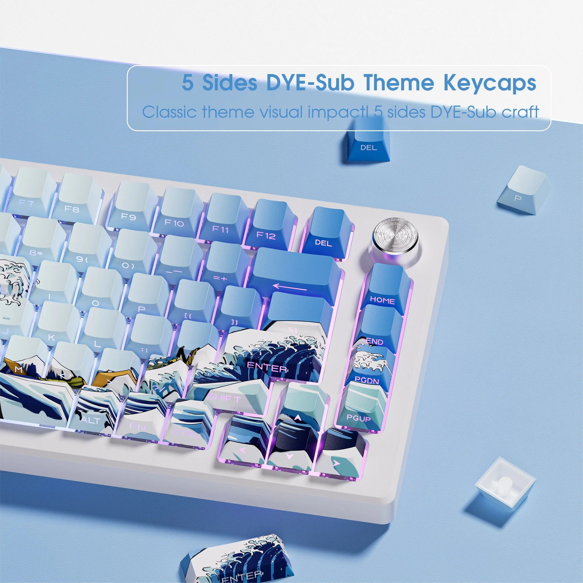 XVX Blue Coral Sea  Side Print Keycaps Double Shot PBT Keycaps Shine Through Keycaps Cherry Profile Custom Keycaps 131 Keys