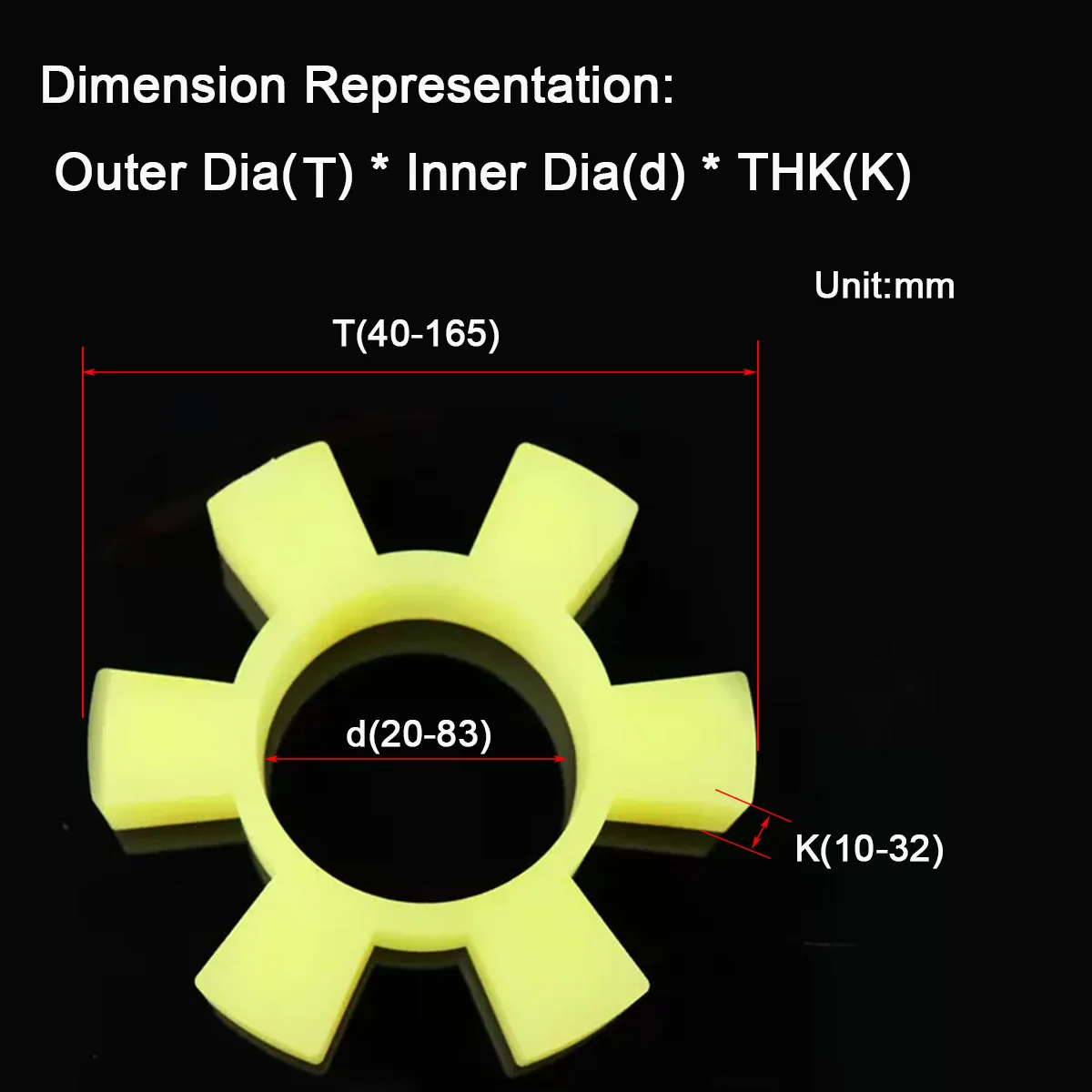 

Polyurethane Coupling Buffer Pad Yellow T-Shaped Plum Blossom Hexagonal Water Pump Wheel Pad Rubber Elastic Block