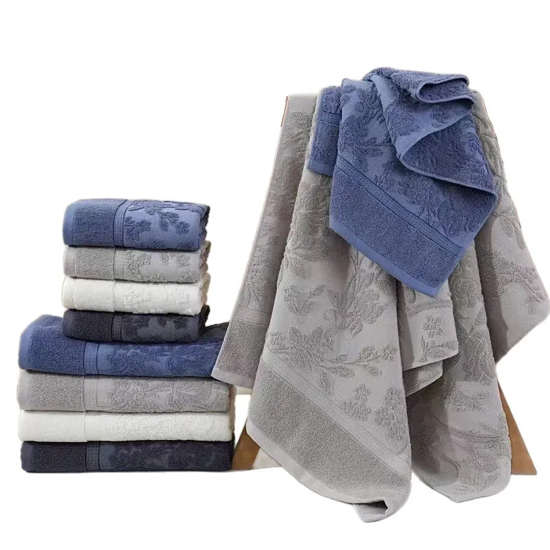 Cotton Jacquard 3D Pattern Bath Towel Set 50 * 90/70 * 140 Bath, Swimming Fitness Home Washroom Kitchen Water Absorbing Soft