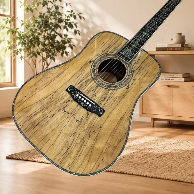 41 Inch D Deluxe Abalone Binding Weathered 6 Strings Acoustic Guitar Mahogany Back Sides Ebony Bridge Beginner Free Delivery