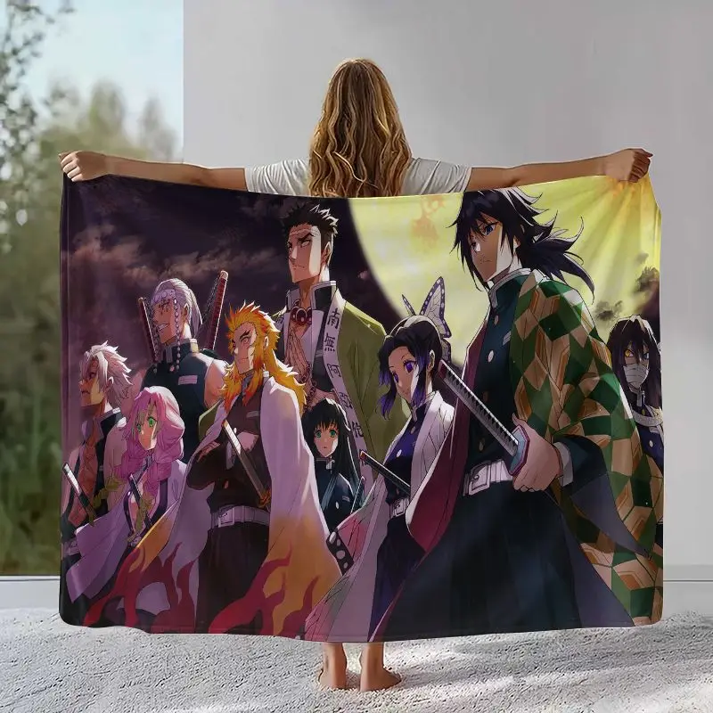 Demon Slayer Kimetsu no Yaiba Tanjiro Nezuko Anime Soft Flannel Throw Blanket,Cozy Warm Blanket for Bed,Sofa,Living Room,Picnic