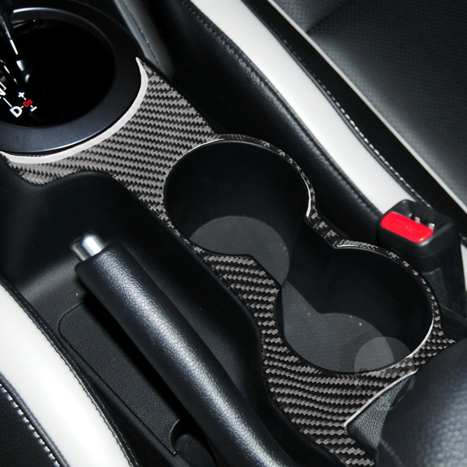 For Hyundai Veloster 2012 2013 2014 2015 2016 2017 Carbon Fiber Center Water Cup Holder 2pcs  Interior Accessories Stickers