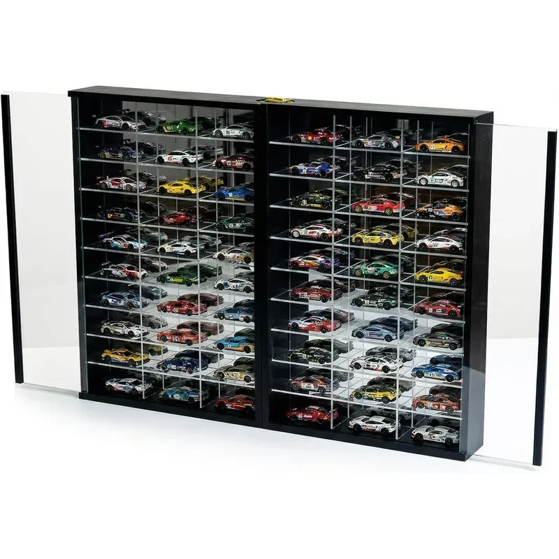 Foldable Model Car Display Case with Wall Mounts Hold up to 60 Cars 2 in 1 Display Way 1/64 Scale Box Model Hot Toy Cars