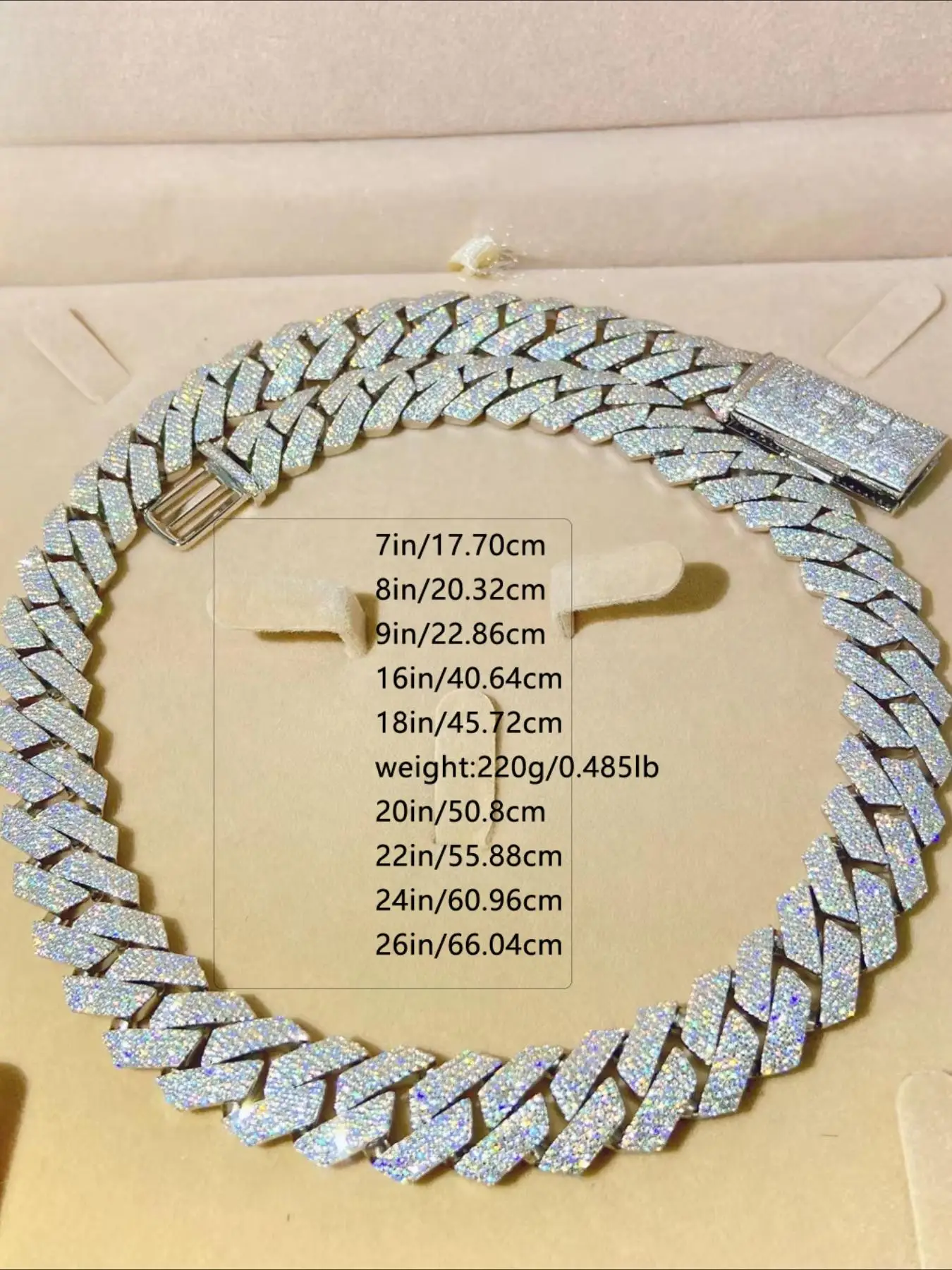 20Mm Row Silver Luxury High-end Hip-hop Cuban Chain, Hip-hop Full Diamond Necklace, Hip-hop Rapper Exclusive Necklace,