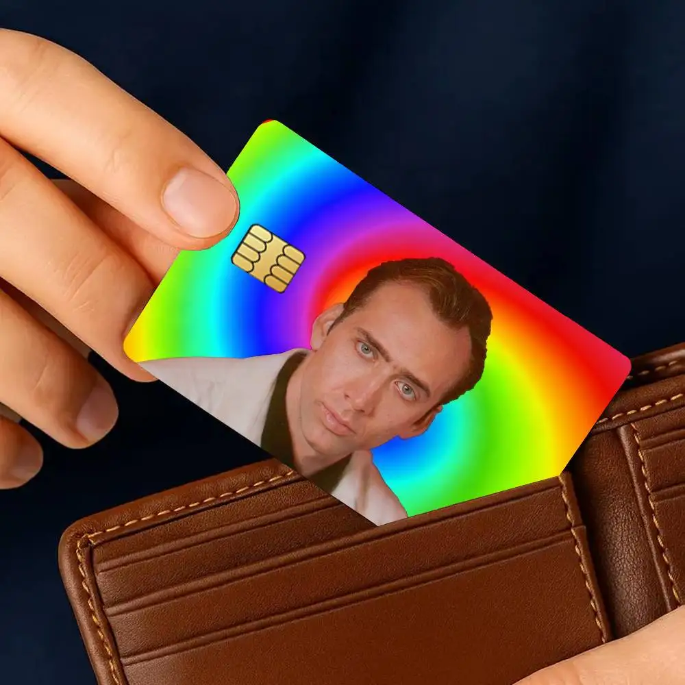 Funny N- Nicolas C-Cage Meme Credit Card Stickers Skin for Bank Debit Decorative Protection 4PCS Anti-scratch Waterproof