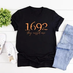 Salem Witch T Shirt 1692 They Missed One Halloween Gift Tshirt Massachusetts Witch Trials Tee Spooky Season Halloween T-Shirts