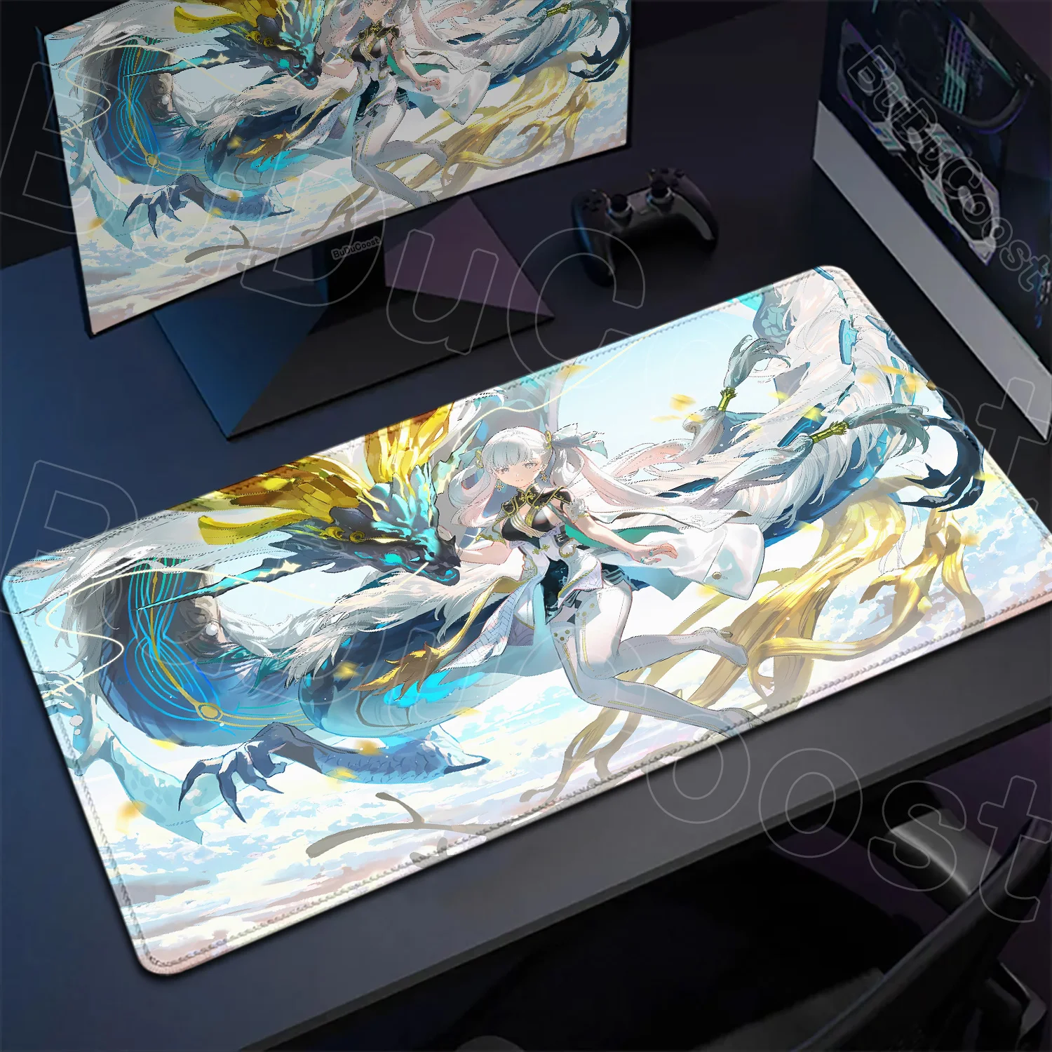 Wuthering Waves Kawaii Girl Jinhsi Mauspad, Laptop-Gaming-Zubehör, rutschfeste Gummi-Kantenverriegelung, Tastaturmatte, Schreibtisch-Organizer – Detail 13