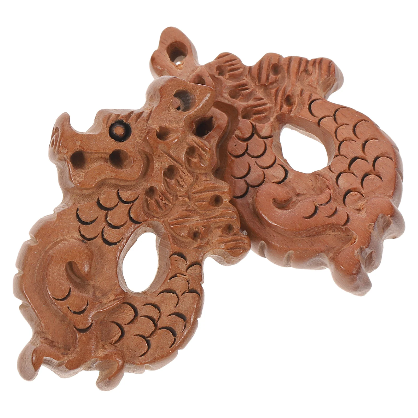 

2pcs Wooden Craft Zodiac Dragon Statue Decor Vintage Chinese Style Wealth Prosperity For Desktop Office Home Bar Table