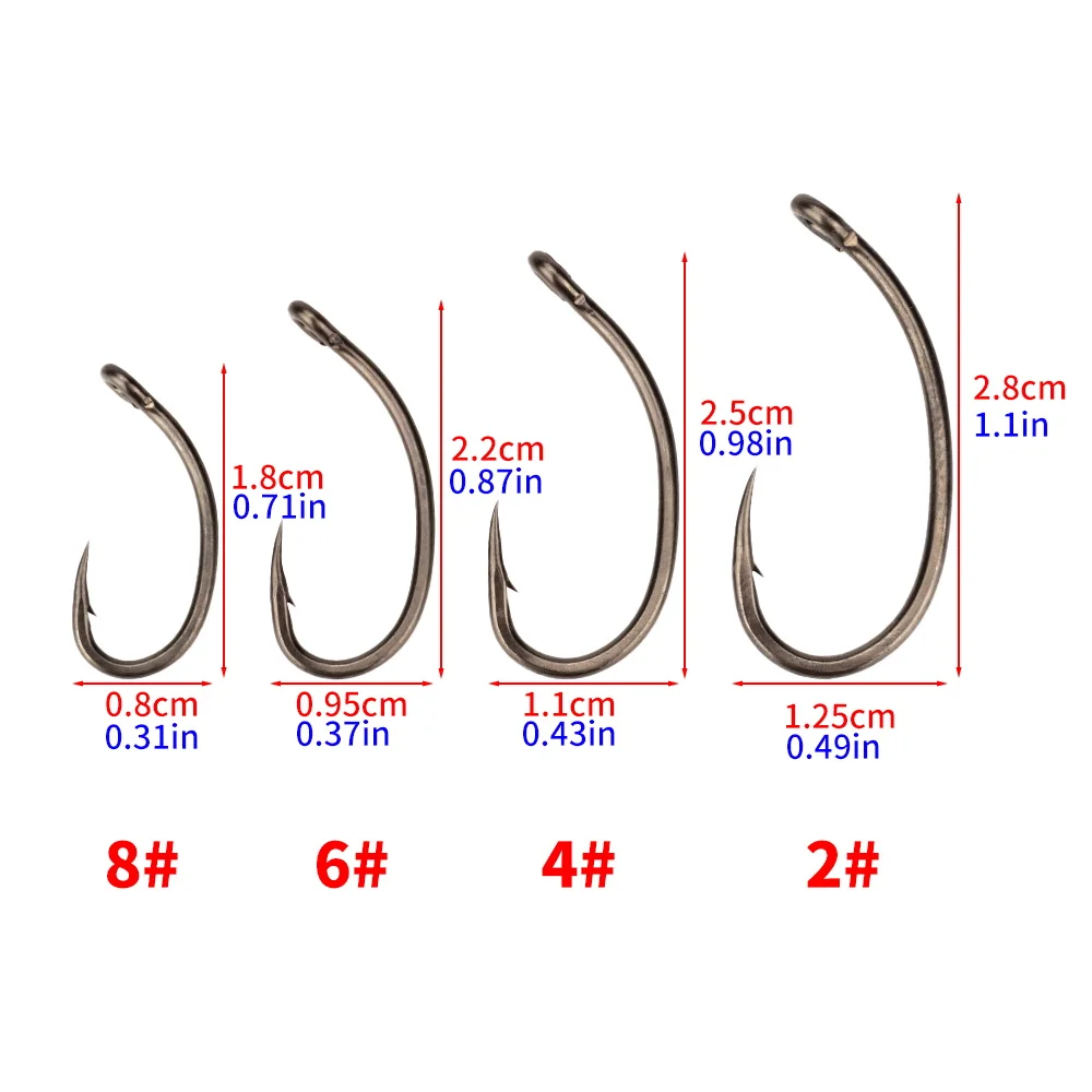 Hirisi 50 قطعة عالية الكربون الفولاذ المقاوم للصدأ مايكرو الشائكة خطاف الصيد PTFE المغلفة لصق صندوق الصيد هوك الصيد اكسسوارات 8037