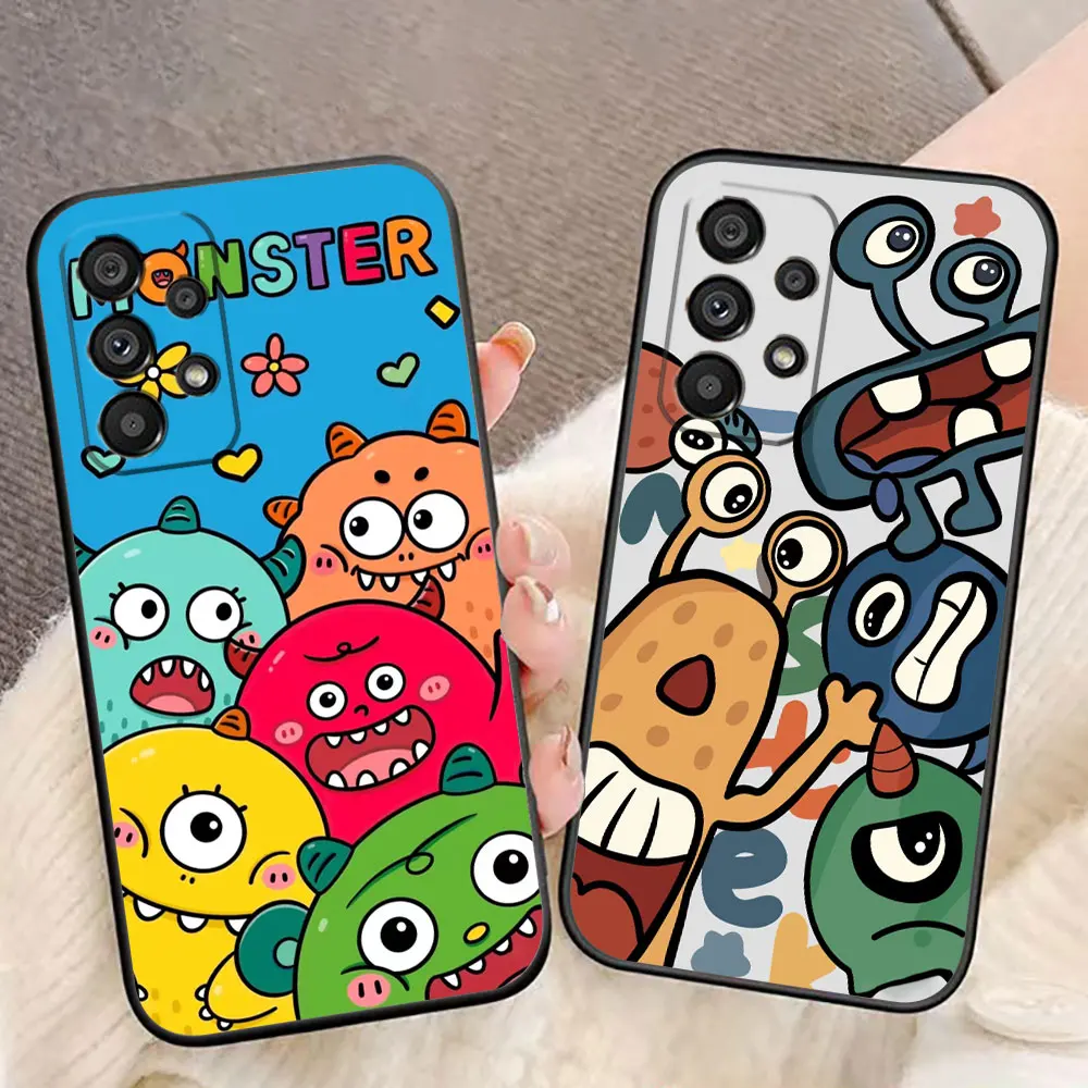 Cute Little Monster Stick Figure Phone Case For Samsung Galaxy A73 A72 A55 A54 A53 A52 A51 A42 A34 A33 A32 A23 A22 A20S A14 Case