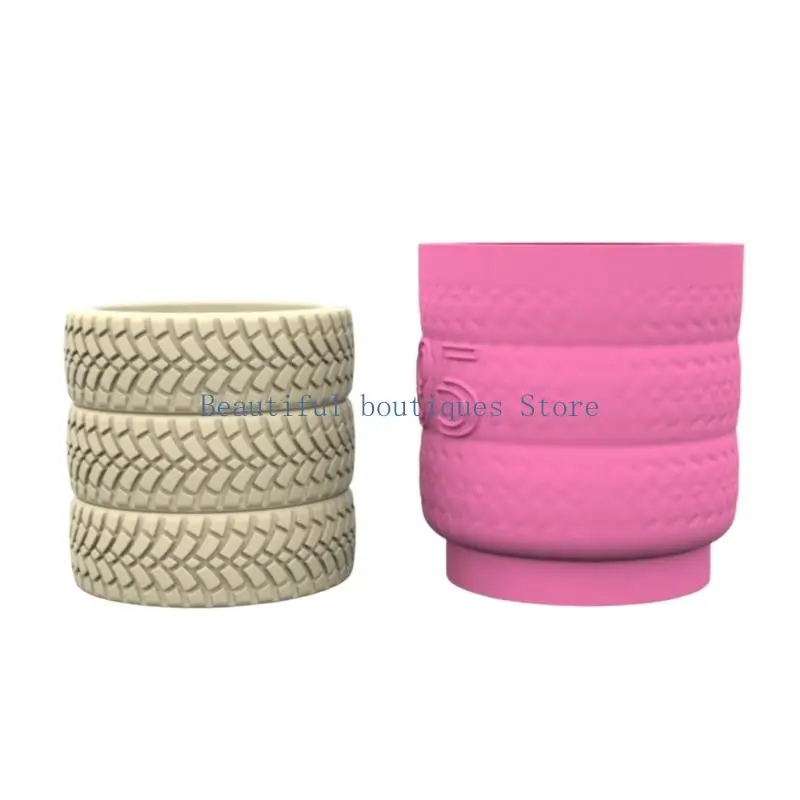 

U4LF Elegant Tyre Shaped Vases with Reusable Silicone Craft Supplies Mould