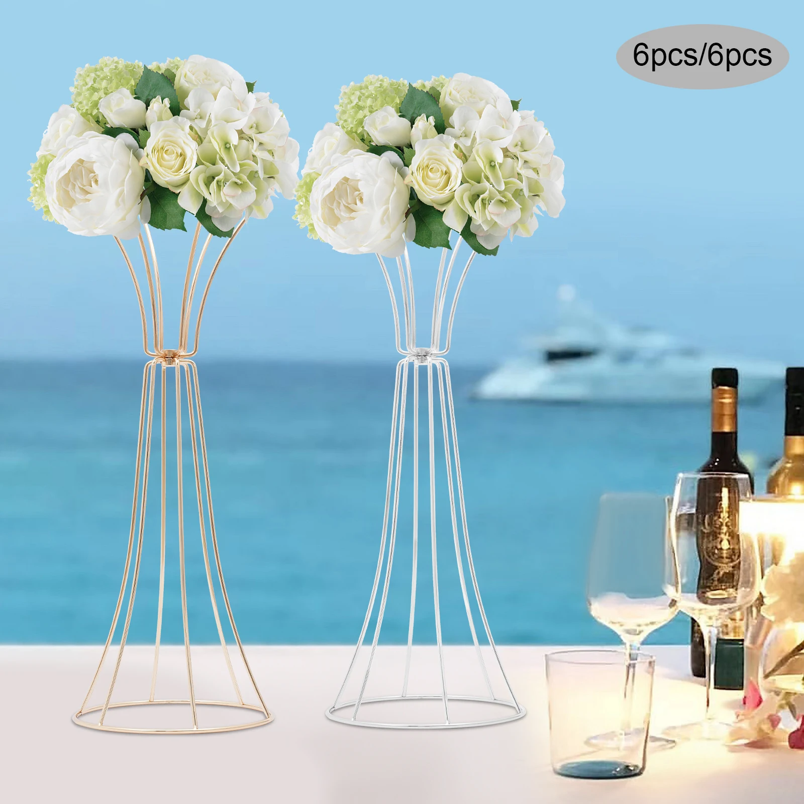 

6PCS 19.69inch Metal Flower Rack Stands for Wedding Centerpieces Event Party Decor Road Lead Flower Arrangement Supports
