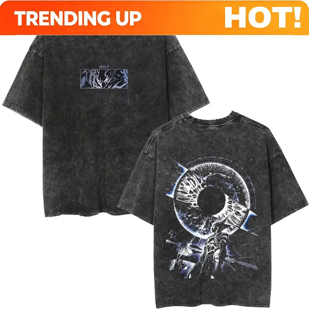 Customization Japanese Anime One Punch Man Washed VintageT Shirt Genos Garou Saitama Print T-shirt Men Women Cartoon Manga Overs