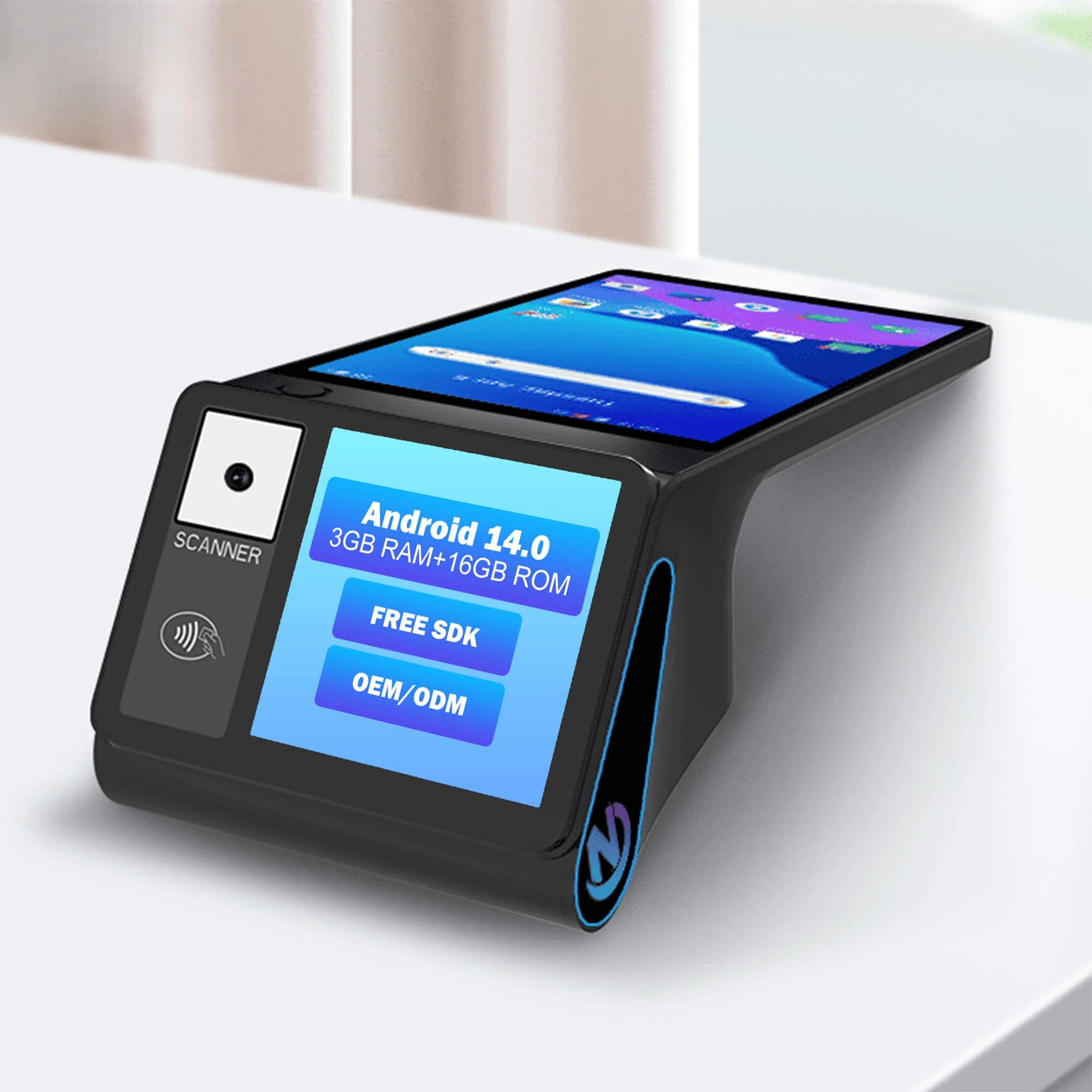 Catering & Hotel Dedicated Cash Register & Scanner All-in-One, 8-inch Dual-screen, Commercial Portable & Smart Device