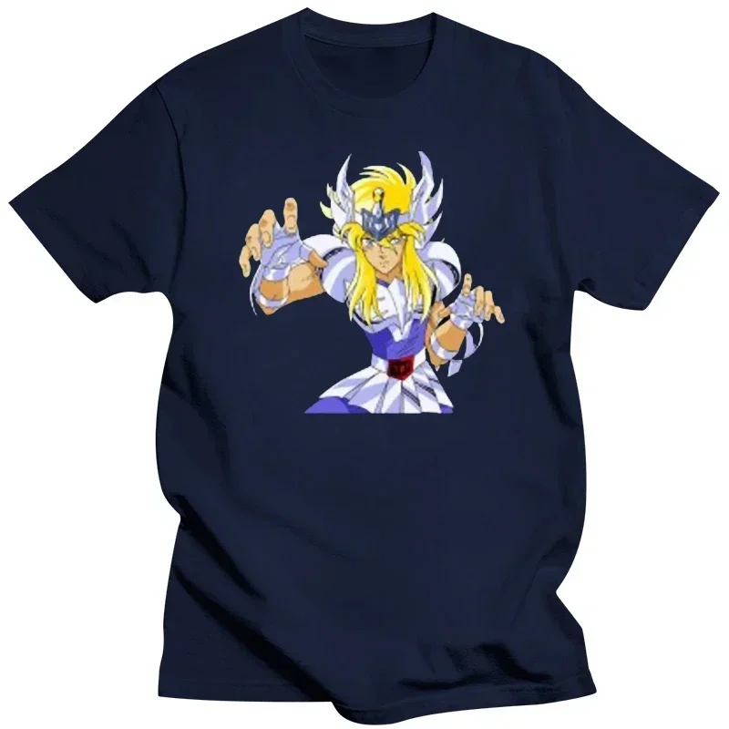 Size S to 3XL MAN T-SHIRT  cotton t shirts Saint Seiya Cygnus Hyoga Cartoon Anime Series Men's Black T-Shirt Printed T-shirt