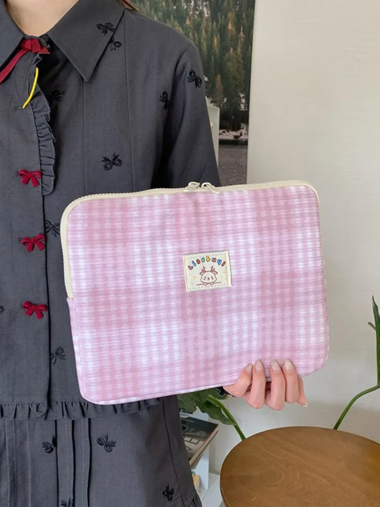 

Чехол для планшетов и ноутбуков 14/15 дюймов в корейском стиле Ins: свежий дизайн в полоску и клетку