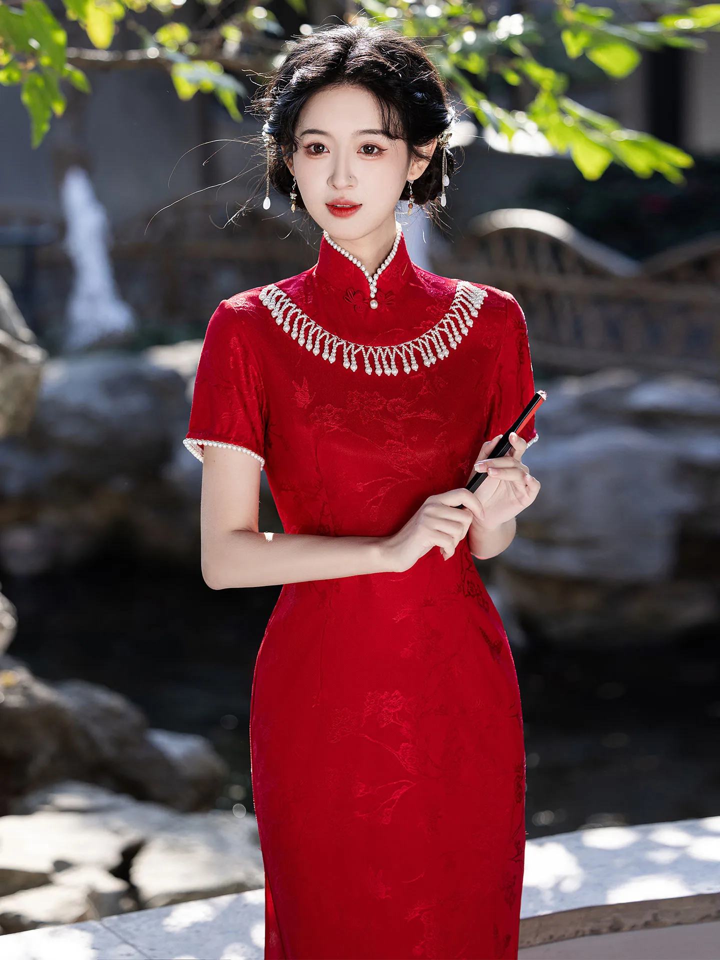 red-dr-engagement-casual-women's-summer-new-chinese-sle-improved-2025-high-end-ele-beautiful