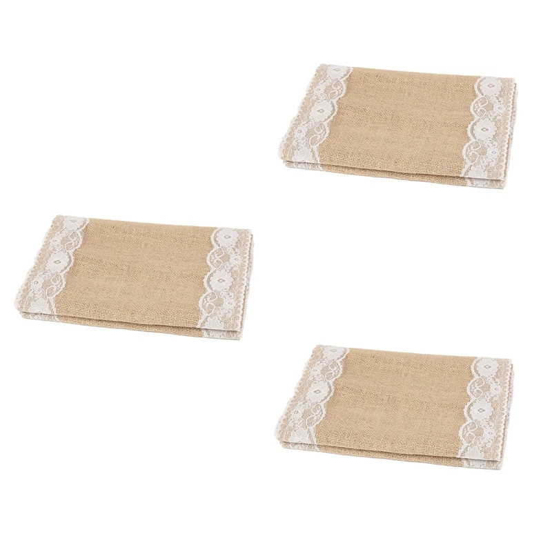 

4 шт., кружевные дорожки для стола, ретро кружевные дорожки из мешковины для деревенской свадьбы, вечеринки, украшение для обеденного стола, прочный, C
