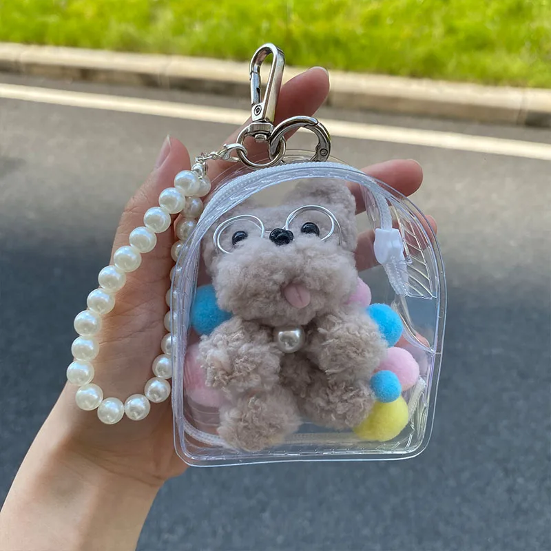 Simpatico ciondolo cucciolo Mini cane portachiavi peluche Doggy borsa da scuola giocattoli appesi per bambini regalo per amico