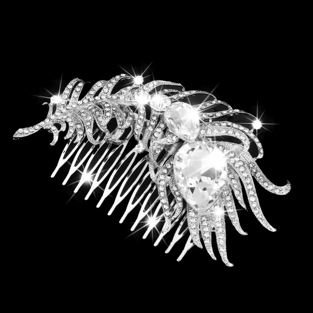 

Crown Accessories Silver 10*6Cm Rhinestone Pearl Flower Hard Alloy Comb For Women Wedding Party Prom Hair Comb