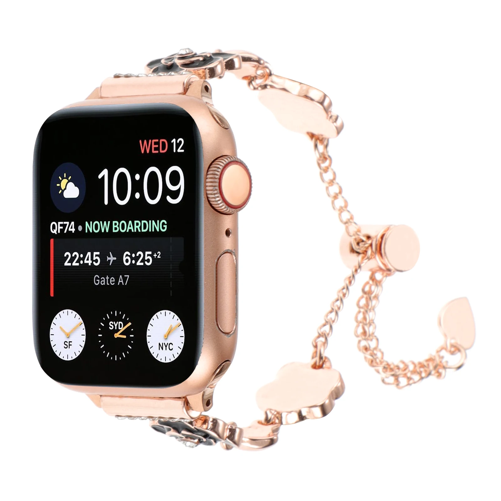 Metal Strap for Apple Watch Band Beautiful Camellia Flower Chain for Iwatch40 41 44 45 49mm Girl Bracelet for Series987654 Wrist