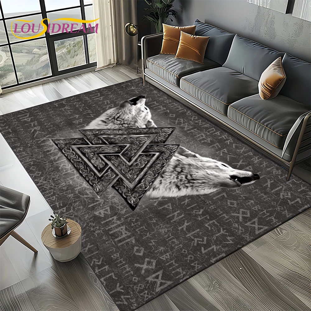 Odin Viking Symbol Valknut Nordic Valhalla Carpet Rug for Living Room Bedroom Home Sofa Decoration,Area Rug Non-slip Floor Mat