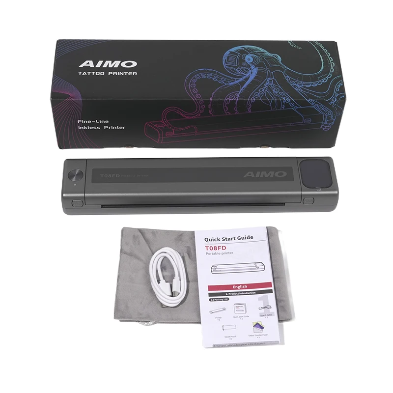 AIMO Wireless Thermal Tattoo Transfer Printer Portable Tattoo Stencil Machine For Smartphone & PC With Transfer Paper