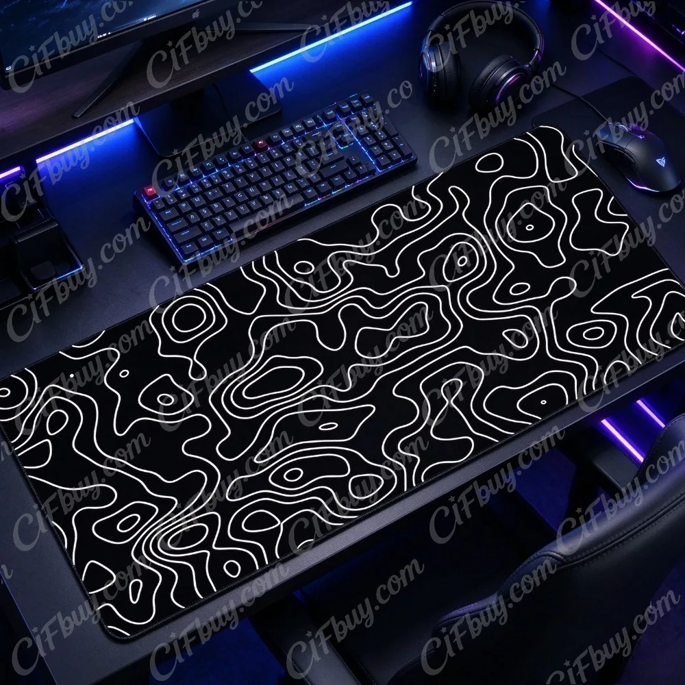CIFBUY Gaming Mouse Pad Large Non Slip Rubber Base Lock Stitched Edges Smooth Surface Abstract Design Desk Mat Keyboard Pad