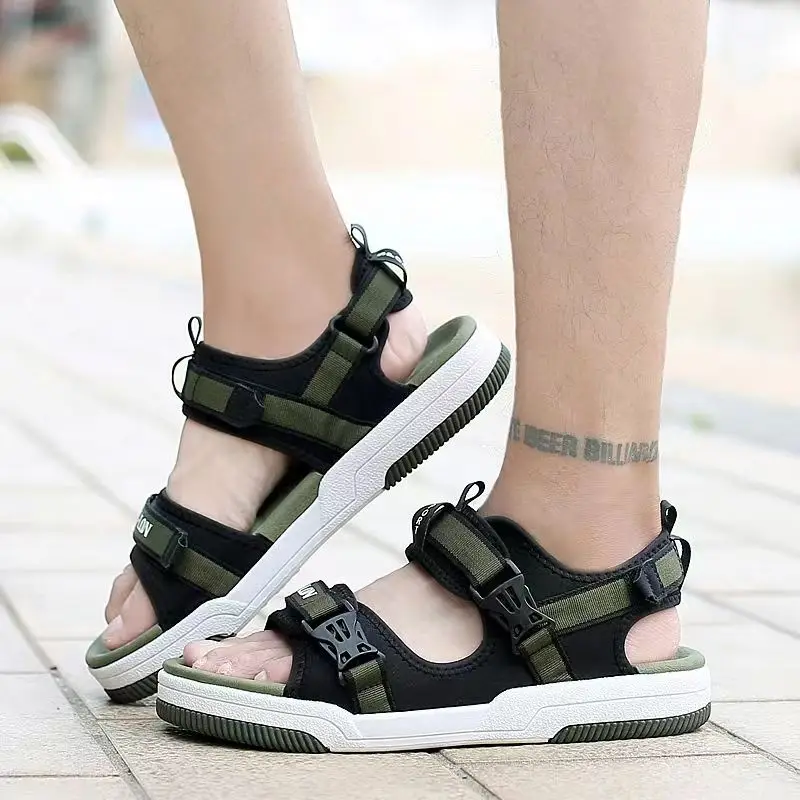 New Summer Man's Open Toe Casual Sports Sandals Soft Sole Non Slip Mixed Colors Adolescent Light Outdoor Beach Sandals