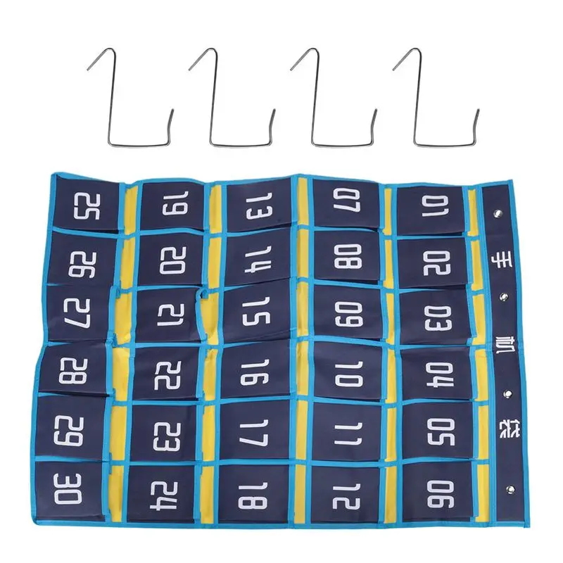A84E-4X 30 Numbered Pockets Chart Cell Phone Hanging Organizer Hanging Storage Bag For Classroom Calculator Mobile Phone