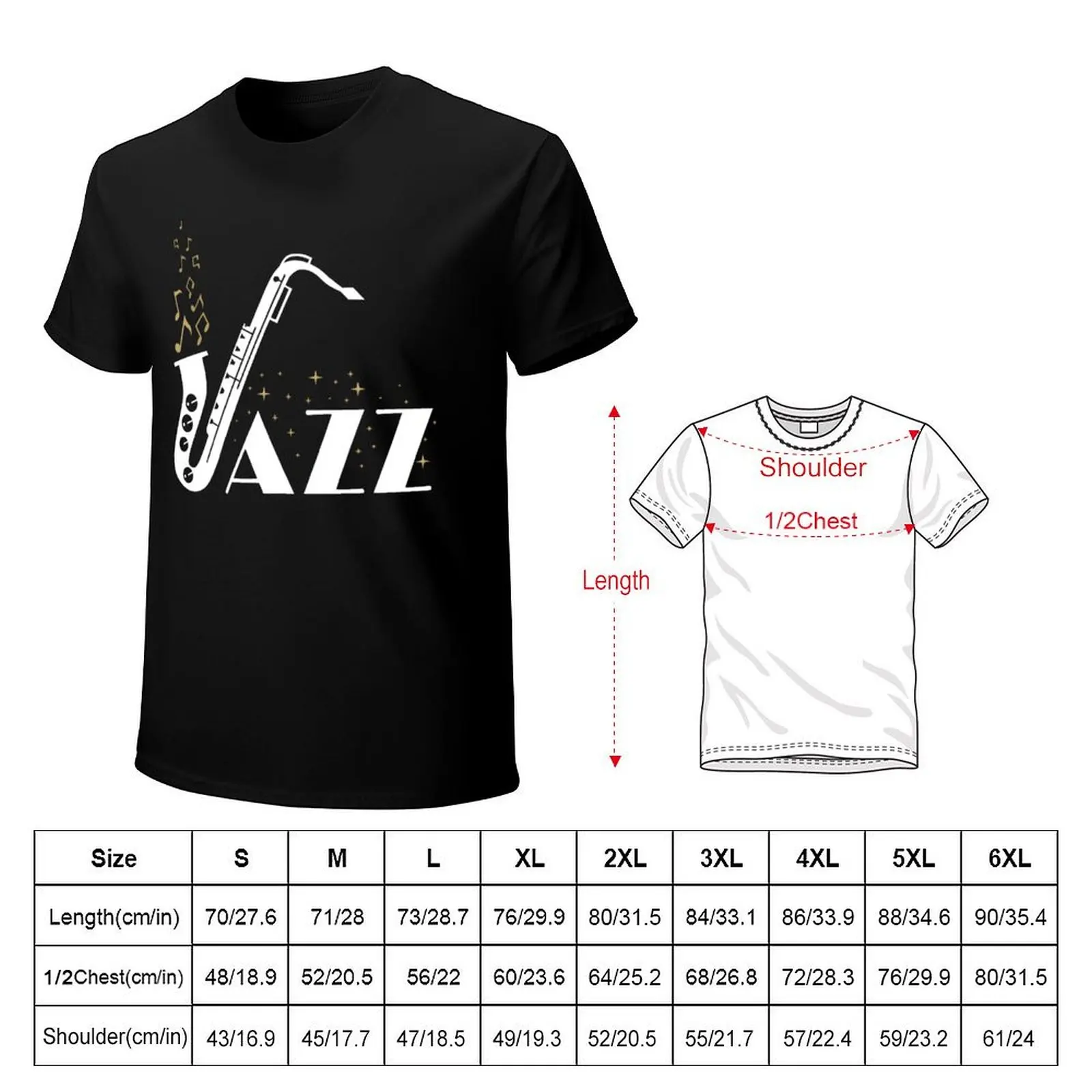 Jazz Music - Saxophone, Sax, Festival, Concert T-shirt oversized sports fans t shirts for men