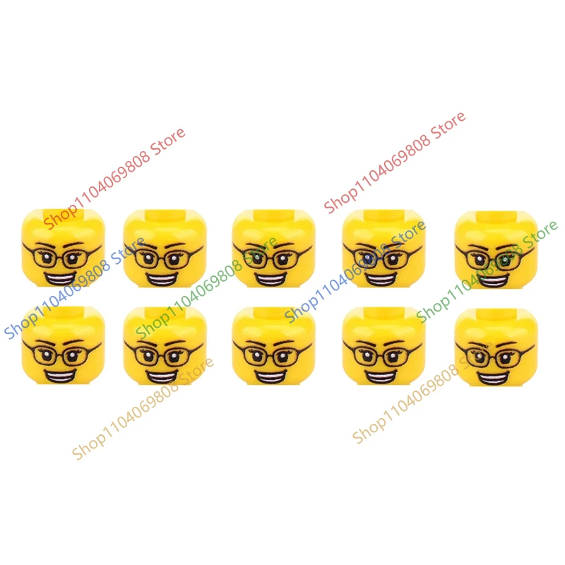 MOC Kopfzubehör Bausteine Figurenteile Kreative Gesichtsausdrücke Lachen Zornig Bart Junge Mädchen Frisuren Mini-Bausteine N27