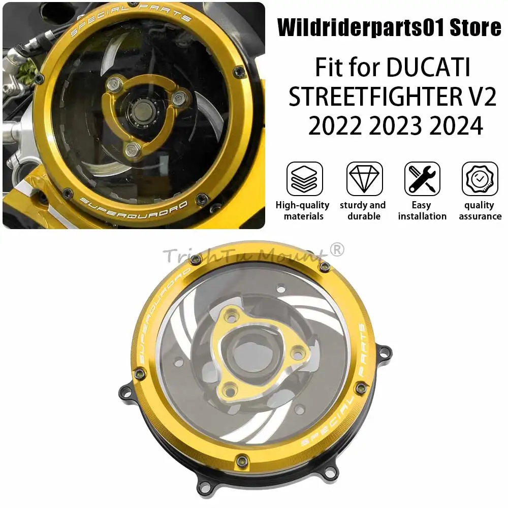 For Ducati Panigale 959 / 959 Corse (2016 Motorcycle Clutch Transparent Engine Side Protection Cover Refitted Aluminum Accessory