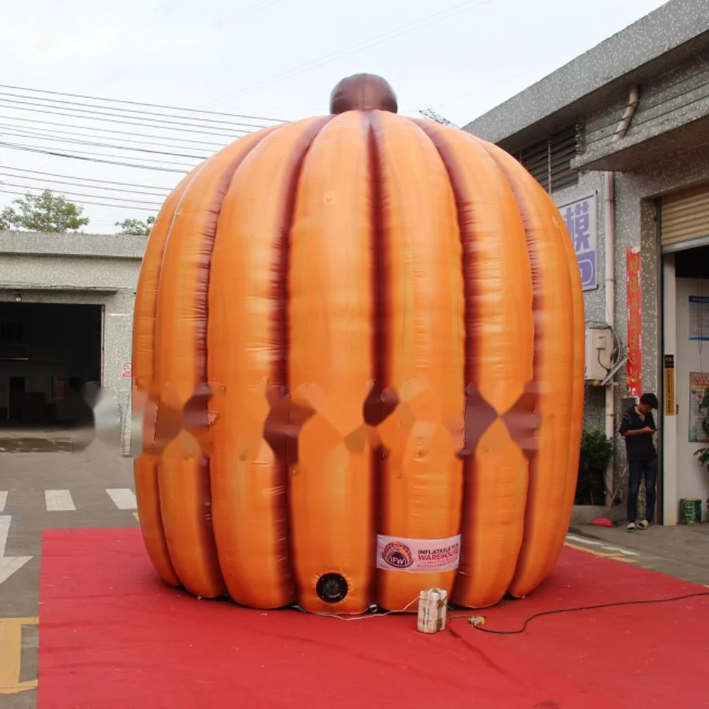 Groothandel 4M Hoge Kunstmatige Opblaasbare Pompoentent Voor Halloween Decoratie Outdoor Evenement Oranje Podium Tunnel Met Blower