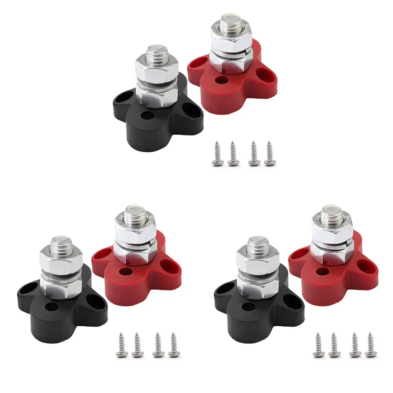 

B28C-6Pcs DC 48V 150A Шина M10 Клеммная колодка Шпильки Разъем для распределения питания аккумулятора Разъем шины для лодки на колесах