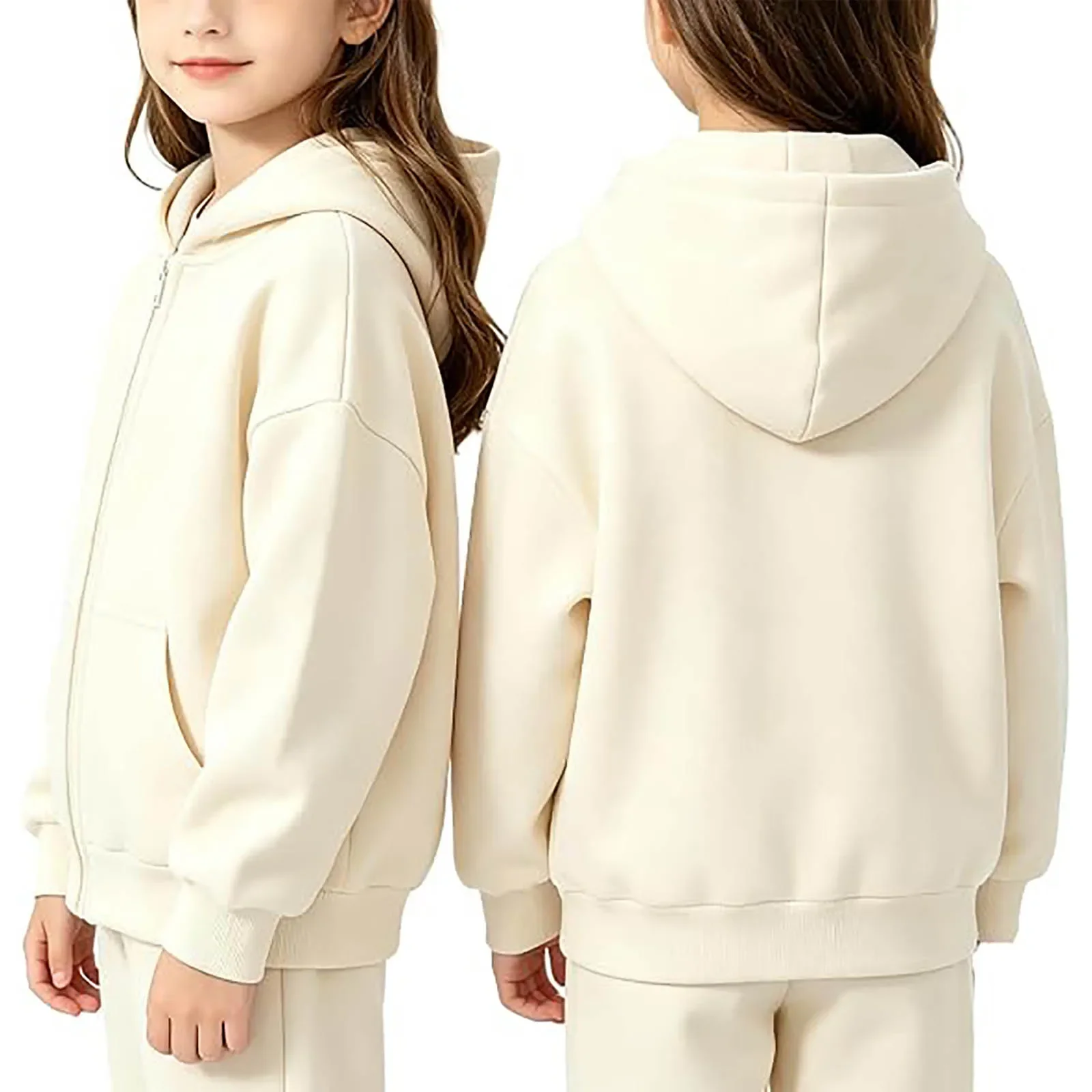 Spring Autumn Boys Girls Thin Solid Zip Up Hooded Sweatshirt Jacket Casual Outerwear Soft Casual Kids Hoodie Jackets 2-14Y