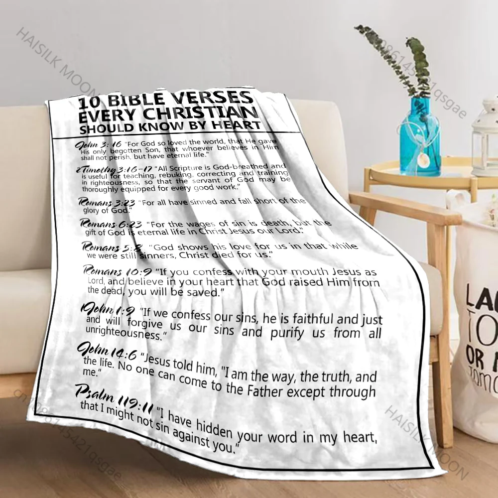 10 Bible Verses Every Christian Should Know Print Believer Pray blanket Warm soft flannel material suitable for all seasons
