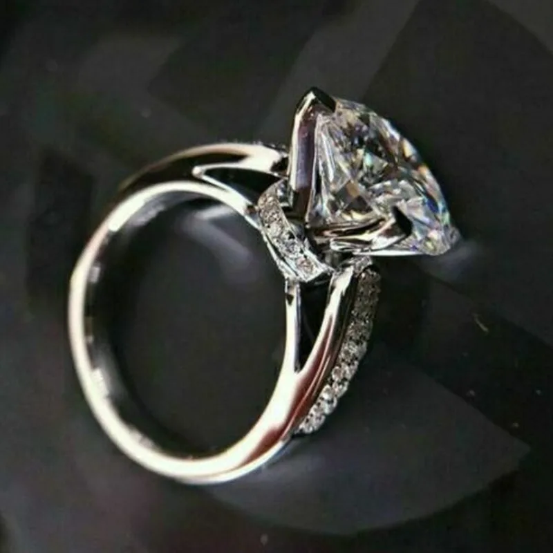 Solid 925 Sterling Silver Ring Fully Set with Moissanite Festive Gift Ideal for Any Occasion